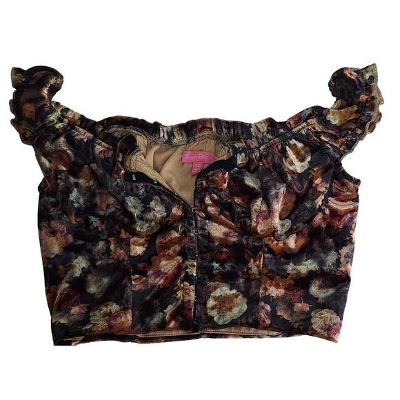 Sugar Thrillz Dolls Kill Floral Velvet Cropped Bustier Style Tank Top  Black XS - Picture 1 of 9
